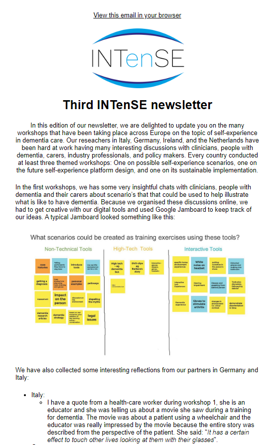 Third INTenSE newsletter